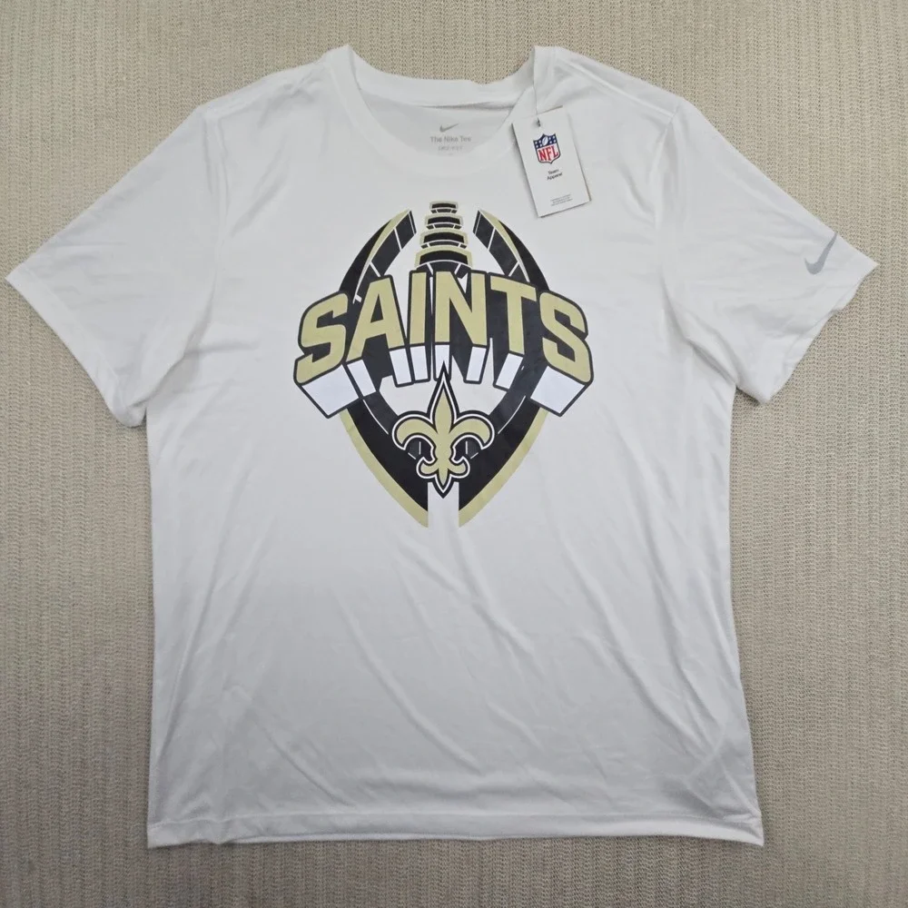 Nike Dri-Fit New Orleans Saints Shirt Mens XL White Short Sleeve NFL Football